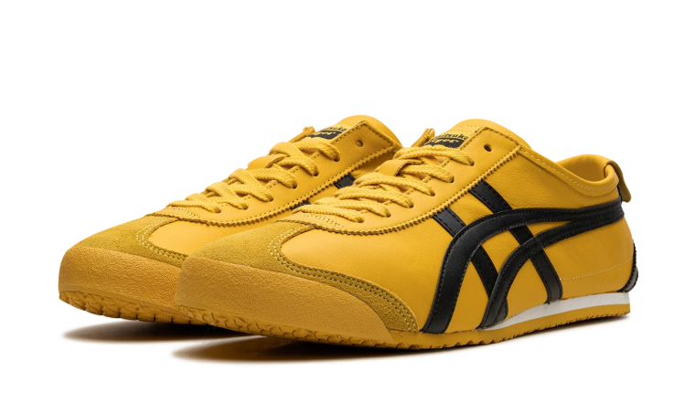 Onitsuka Tiger Yellow Low-Top Sneakers with Black Stripes
