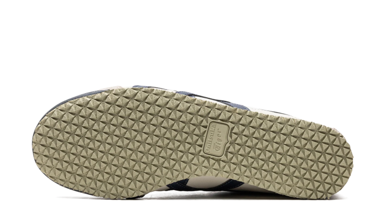 Onitsuka Tiger Cream Low-Top Sneakers with Navy Stripes