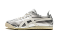 Onitsuka Tiger Metallic Silver Low-Top Sneakers with Cream Stripes