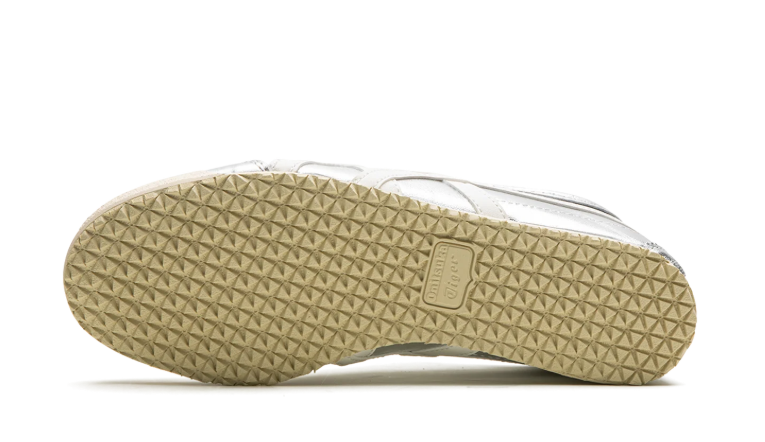 Onitsuka Tiger Metallic Silver Low-Top Sneakers with Cream Stripes